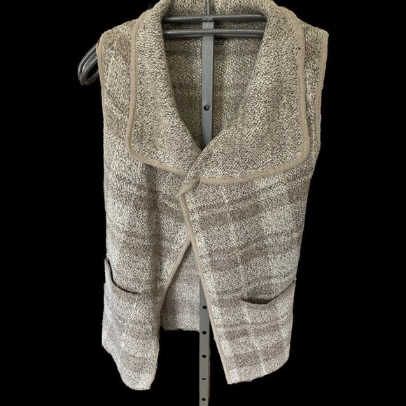 Womens Yaira Vest Cardigan Open Front Shrug Size M Beige Tan Sleeveless - Picture 1 of 7